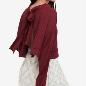 NWT Free People Boho Bell Sleeve Open Back Top